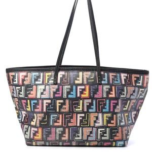 Authentic Multicolor Fendi Zucca Spalmati Roll Tote Bag